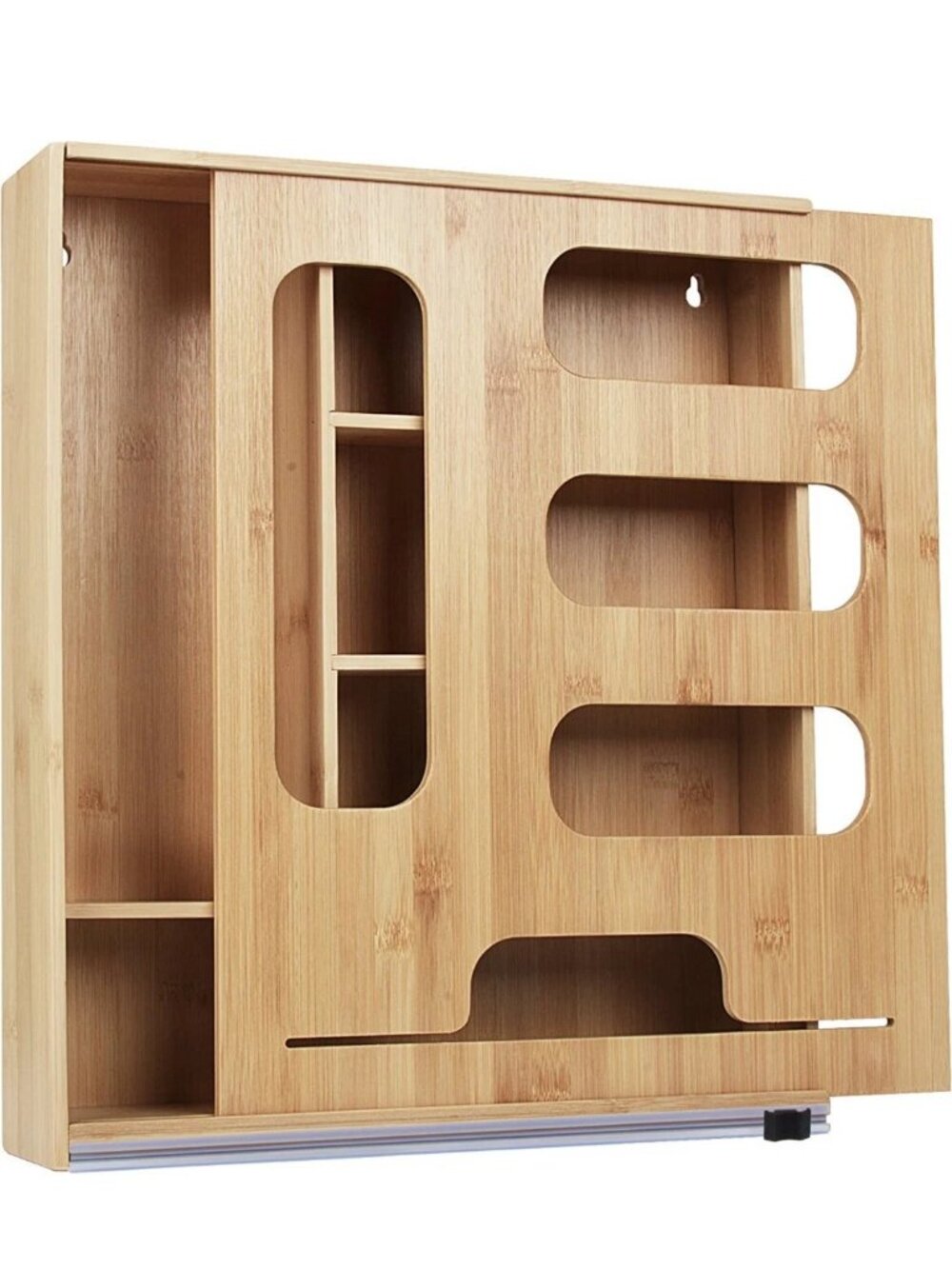 Bamboo Kitchen Organizer 5-in-1 Bags & Wrap w Cutter NEW